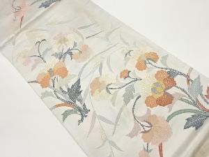 草花模様織出し袋帯